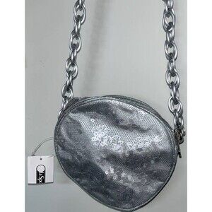 Le sportsac Silver sequins Round Small Crossbody NWT